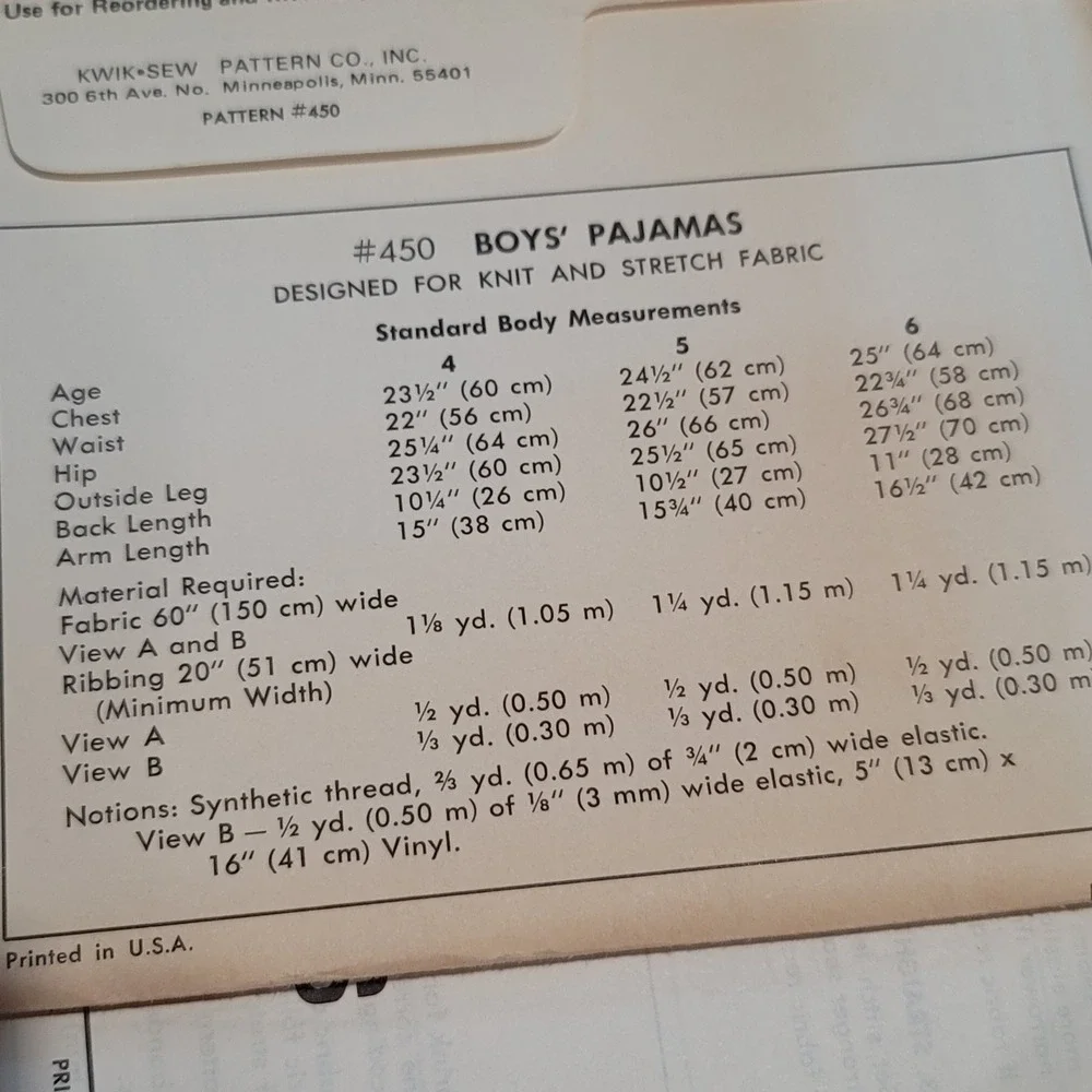 Kwik Sew 450 Boys Pajamas Sewing Pattern Uncut Kerstin Martensson Ages 4 5 6